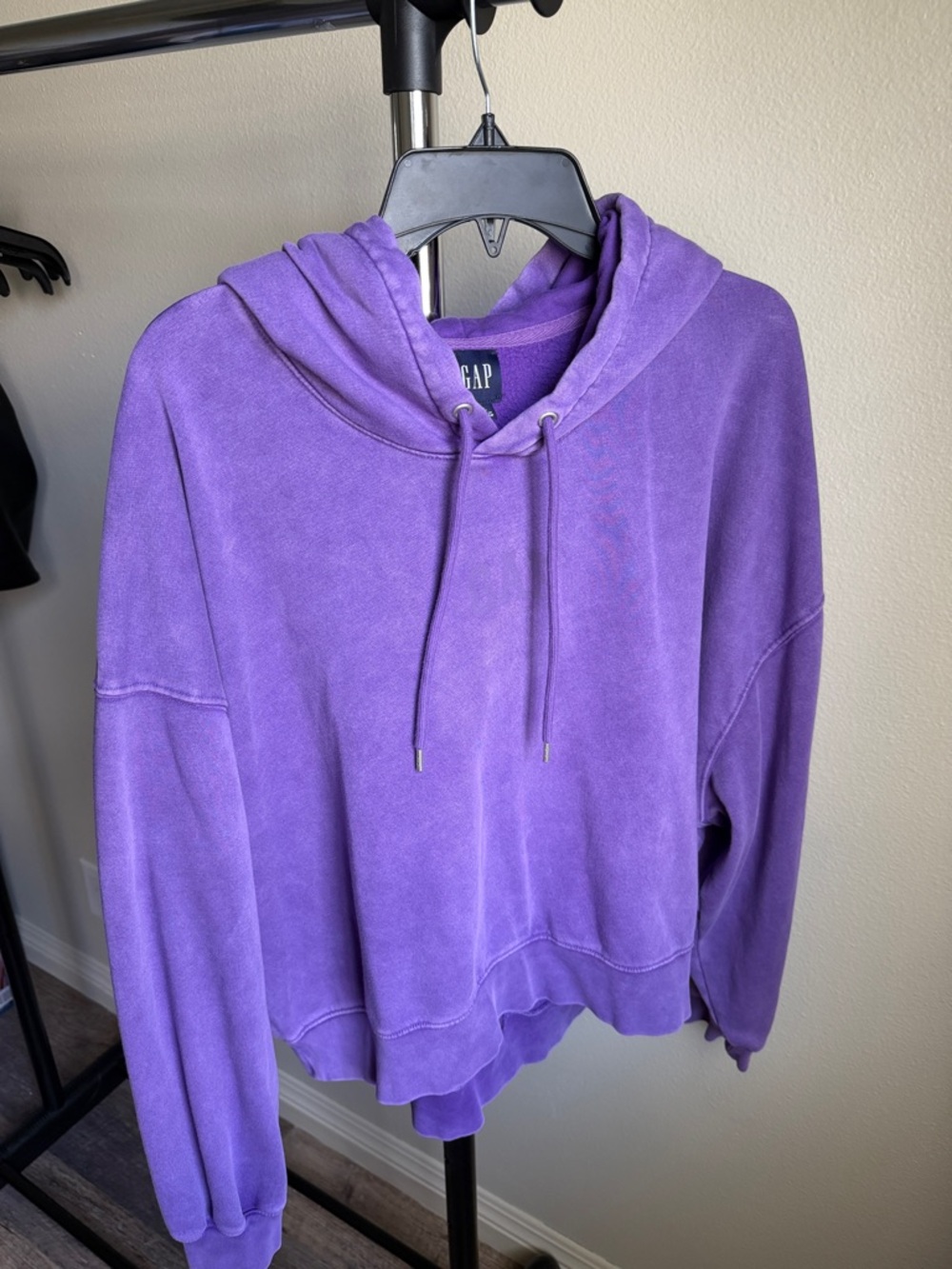 GAP Purple Hooded Pullover Cropped Sweatshirt